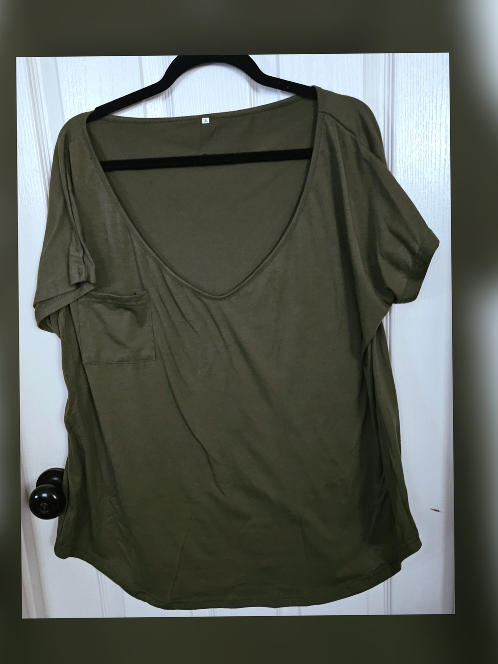 Relaxed Scoop Neck Pocket Tee - Olive Green 2XL